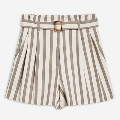 Taupe Striped Shorts from Topshop