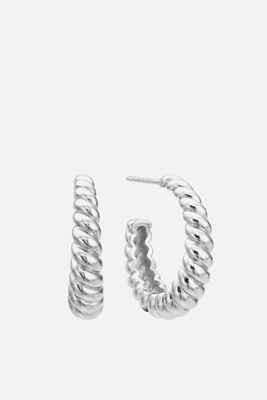 Silver Large Twisted Rope Hoop Earrings from Lily & Roo
