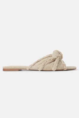 Frayed Knotted Flat Sandals from Zara