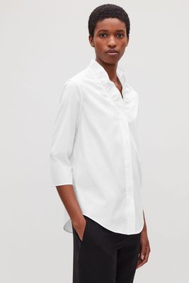 Buttoned Blouse With Frill V-Neck