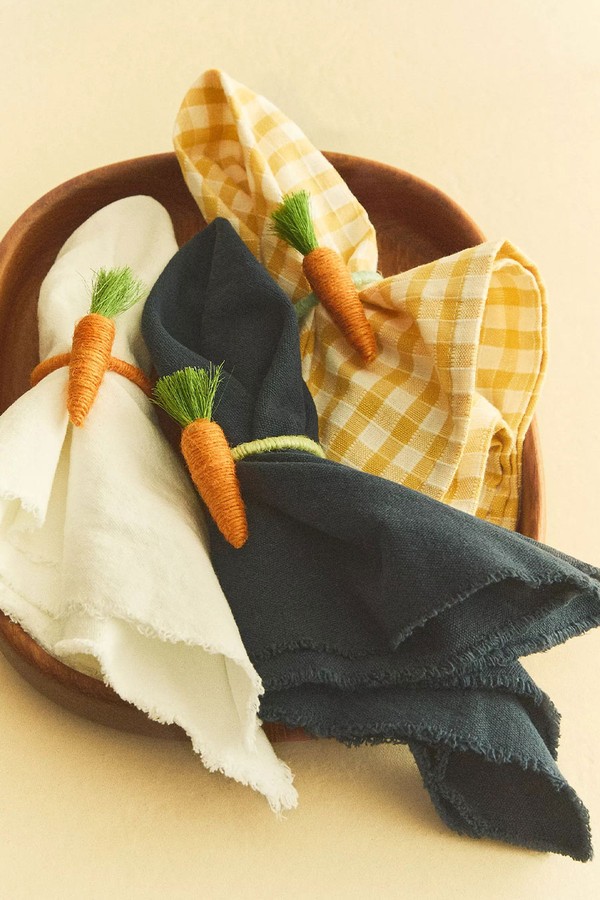 Pack Of 4 Jute Carrot Napkin Rings from Zara