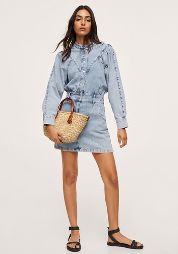 Denim Dress With Puffed Sleeves from Mango