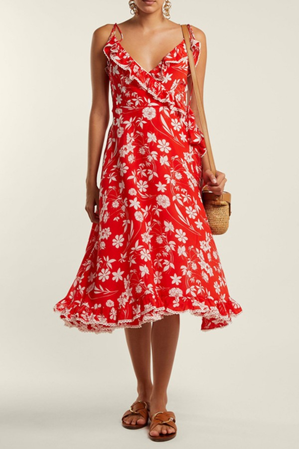 Farah Floral Print Silk Wrap Dress from Athena Procopiou