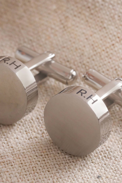 Personalised Initial Edge Brushed Round Cufflinks