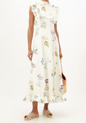 Jules Floral-Print Hemp-Poplin Midi Dress from Alemais