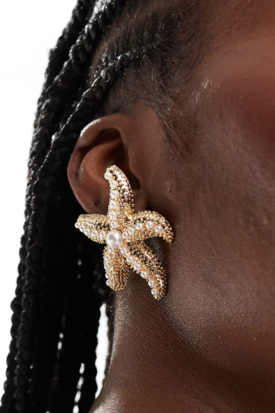 Stud Earrings With Starfish Faux Pearl Design from ASOS