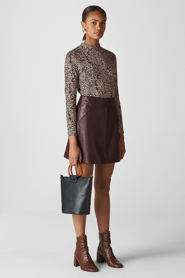 Leather A Line Skirt