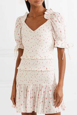 Tina Smocked Ruffled Floral-Print Cotton Dress from LoveShackFancy