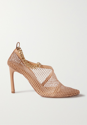 Chain-Embellished Macramé And Leather Pumps from Bottega Veneta