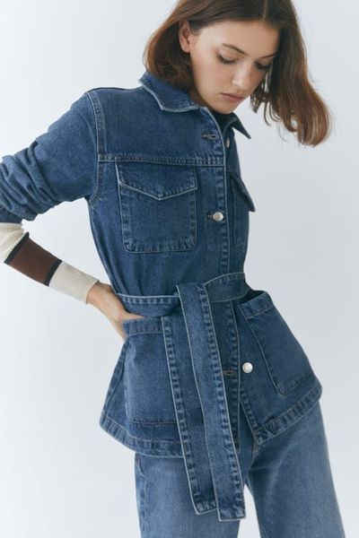 Denim Jacket With Belt from Mango