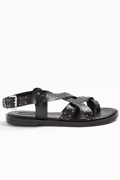 Paige Black Leather Sandals