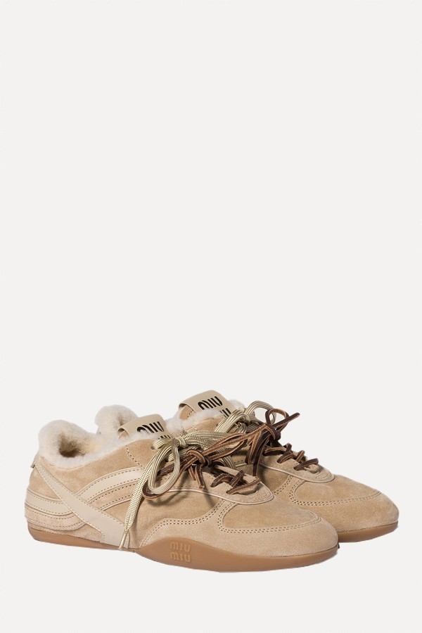 Gymnasium Suede & Shearling Sneakers from Miu Miu