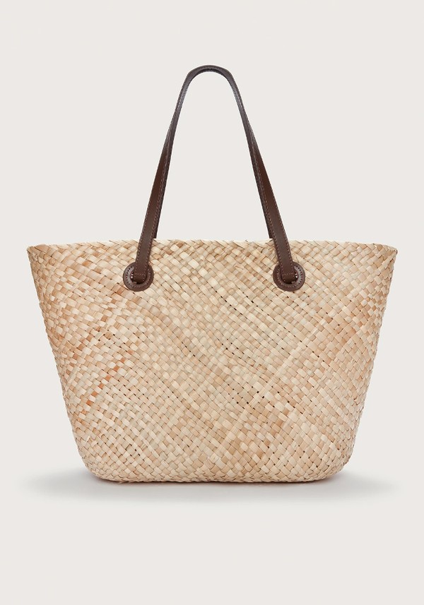 Straw-Leather Basket Shopper Bag from The White Company