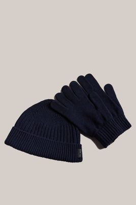 Rib Stitched Hat And Glove Set