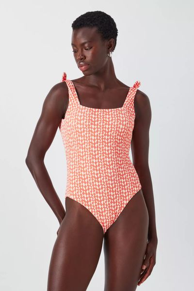 Geo Print Square Neck Swimsuit