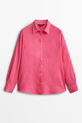 100% Linen Fuchsia Shirt from Massimo Dutti