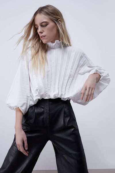 Pleated High Neck Shirt from Uterque