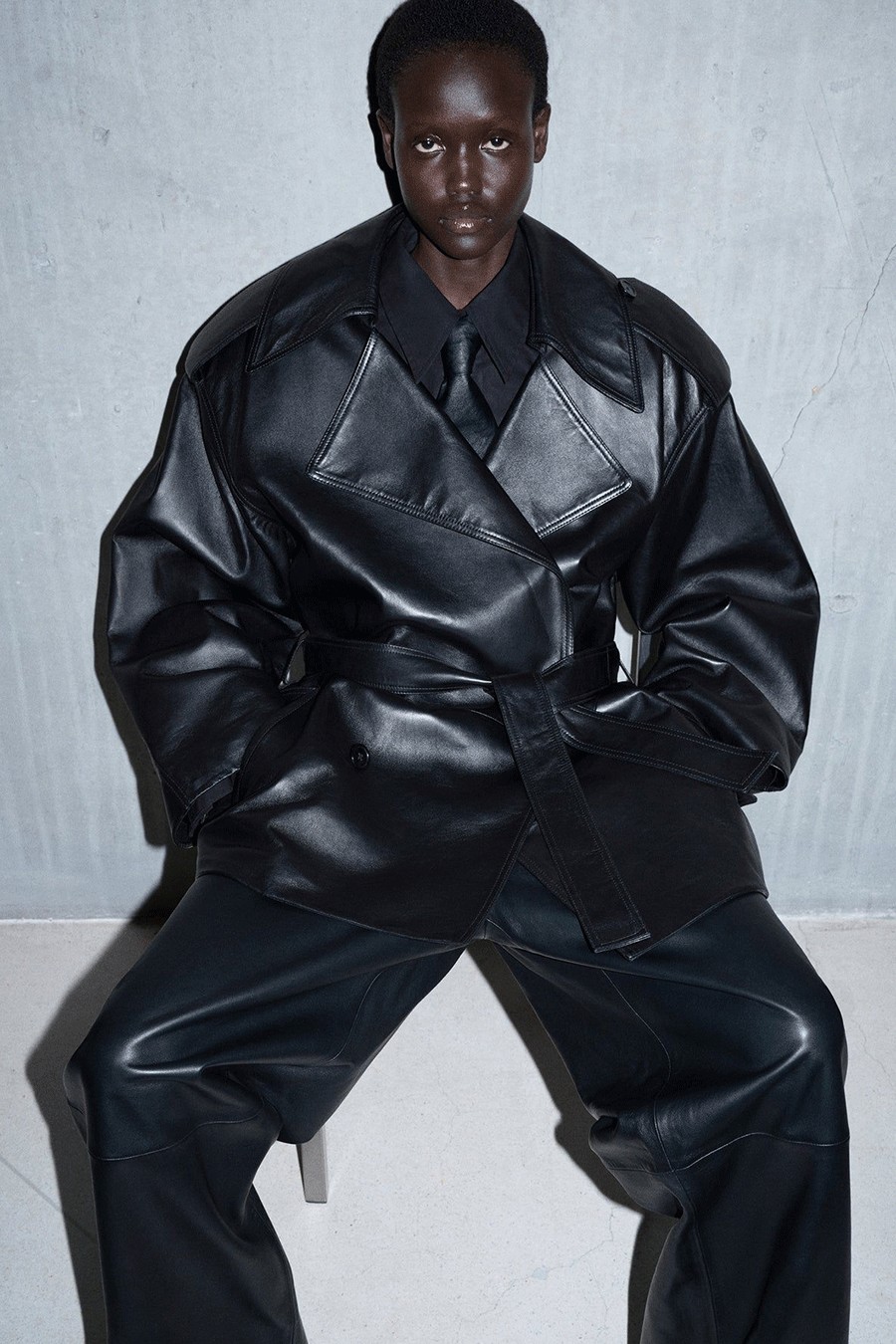 Zurich Oversized Faux Leather Short Trench