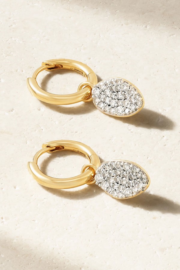 Cluster 14-Karat Recycled Gold Diamond Hoop Earrings from By Pariah
