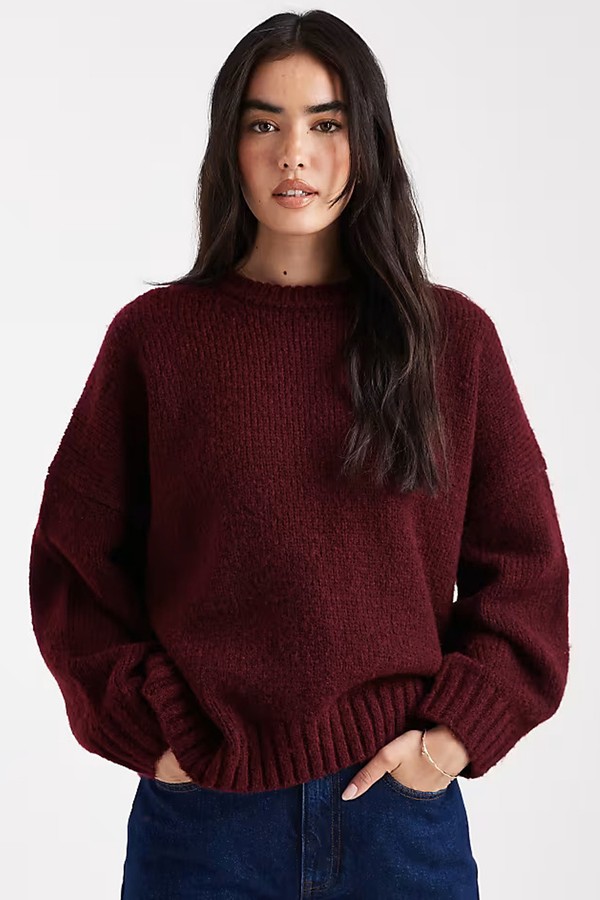 Oversized Crew Neck Jumper With Curved Hem from ASOS DESIGN