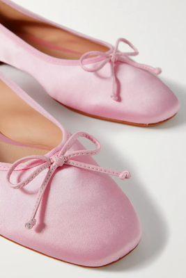 Bow-Embellished Satin Ballet Flats from Porte & Paire