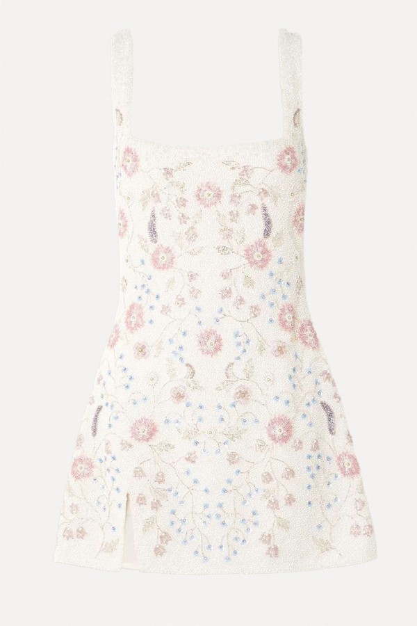 Meadow Embellished Beaded Stretch-Tulle Mini Dress from Clio Peppiatt