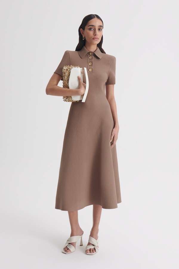 Crepe Knit Poppy Shirt Dress