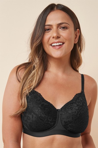 Black Lightly Padded Non Wired Post Surgery Bra