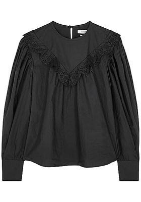Ounissa Black Ruffle-Trimmed Cotton Blouse from Isabel Marant Étoile