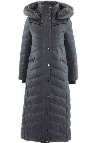 Grey Shimmer Long Padded Coat