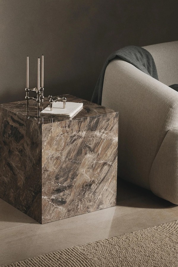 Marble Effect Side Table Lesley