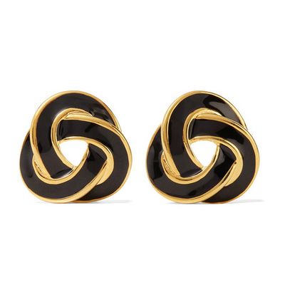 Gold-Plated And Enamel Clip Earrings from Kenneth Jay Lane