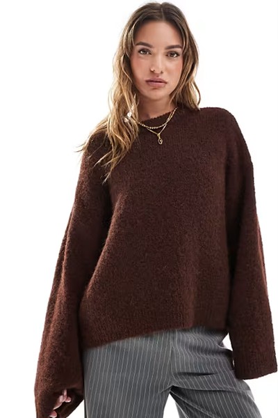 Fluffy Wool Mix Wide Sleeve Oversized Jumper from ASOS DESIGN