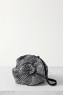 Leather-Trimmed Crystal-Embellished Satin Shoulder Bag from Magda Butrym