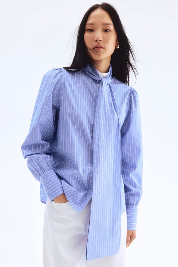 Scarf-Detail Poplin Blouse from H&M
