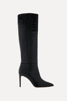 Croc-Embossed Leather Knee Boots from Paris Texas