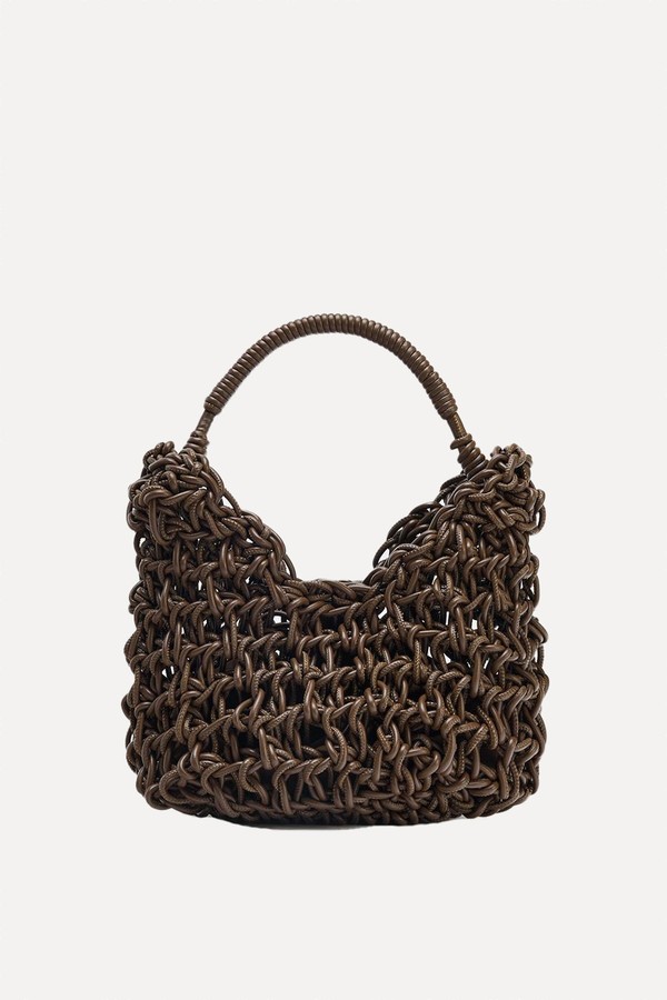 Topstitched Braided Handbag from ZARA