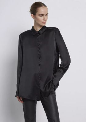 Oversized 100% Silk Shirt With Embroidered Logo from Novo