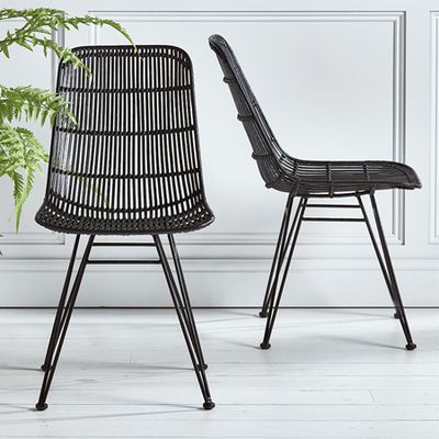 Flat Rattan Dining Chair Black from Cox and Cox