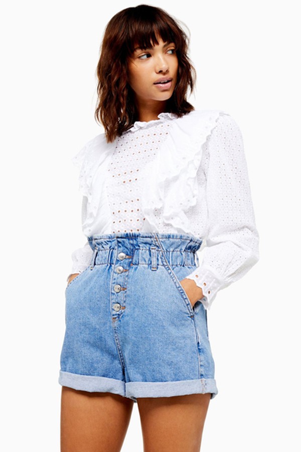 Broderie Ruffle High Neck Top