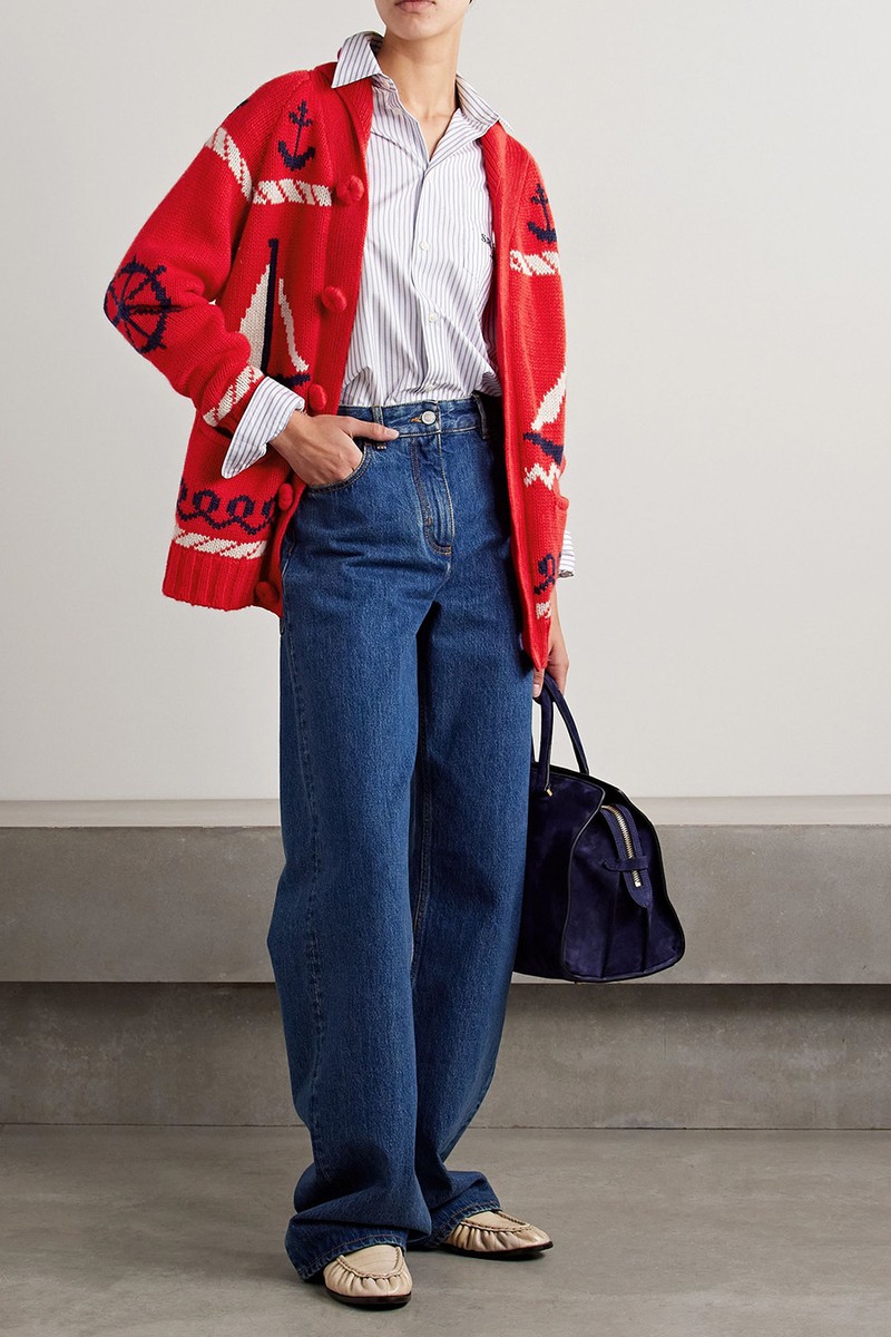 Kavari Intarsia-Knit Cashmere Cardigan from Suzie Kondi