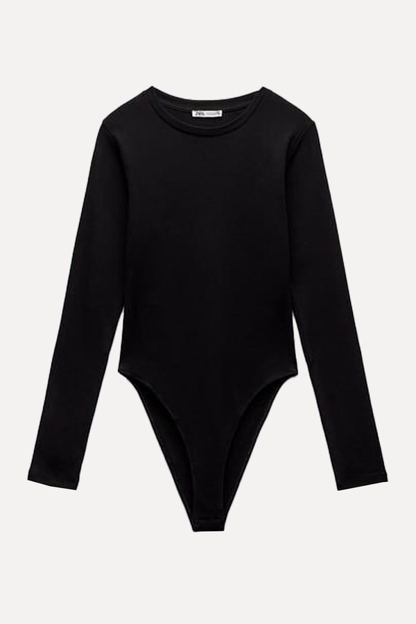 Modal Bodysuit With Long Sleeves from Zara