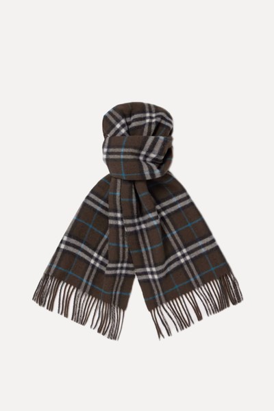 Fringed Checked Cashmere Scarf from Burberry