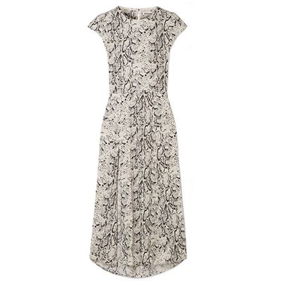 Snake-Print Midi Dress