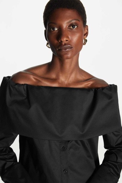 Off The Shoulder Midi Shirt Dress