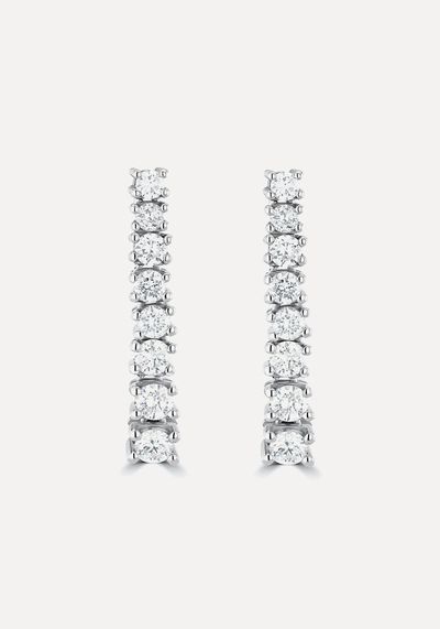 1ct Lab Diamond Life Journey Drop Earrings Set In 9K White Gold