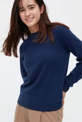 100% Cashmere 3D Knit Seamless Crew Neck Jumper from Uniqlo
