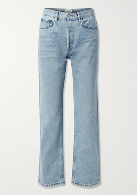Lana Distressed Organic Mid-Rise Straight Leg Jeans from AGOLDE