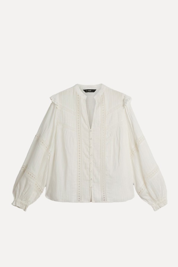 Pure Cotton Frill Sleeve Button Up Blouse from F&F