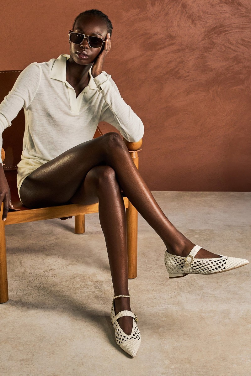 Forktail Woven Leather Ballet Flats